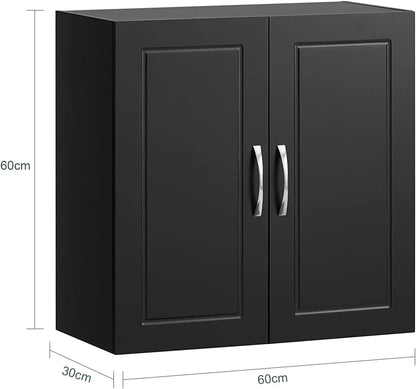 Wall Storage Cabinet Double Doors, Black - Mekamart Australia