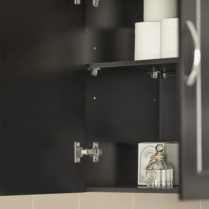 Wall Storage Cabinet Double Doors, Black - Mekamart Australia