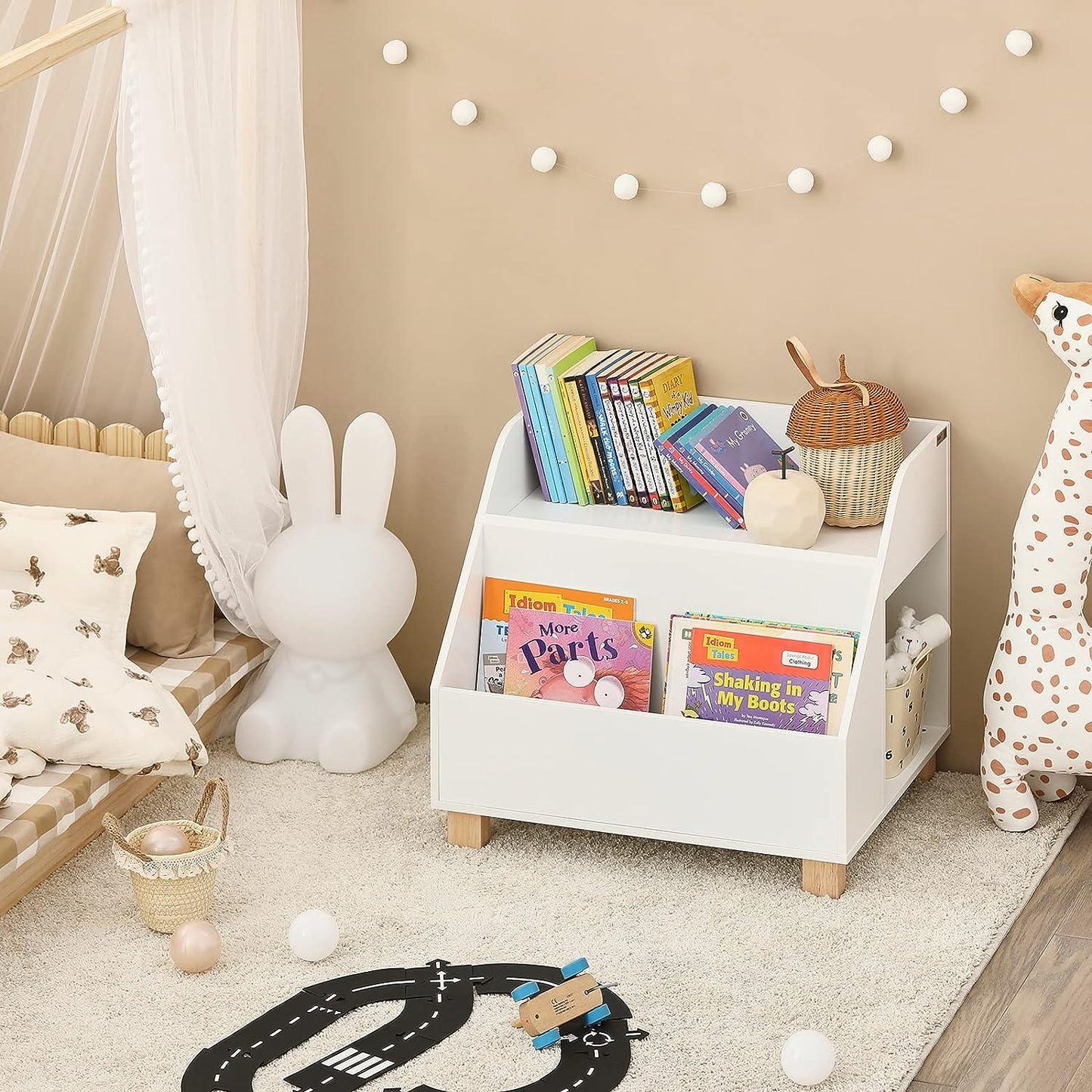 Kids Storage Bookcase 3 Compartments, White - Mekamart Australia