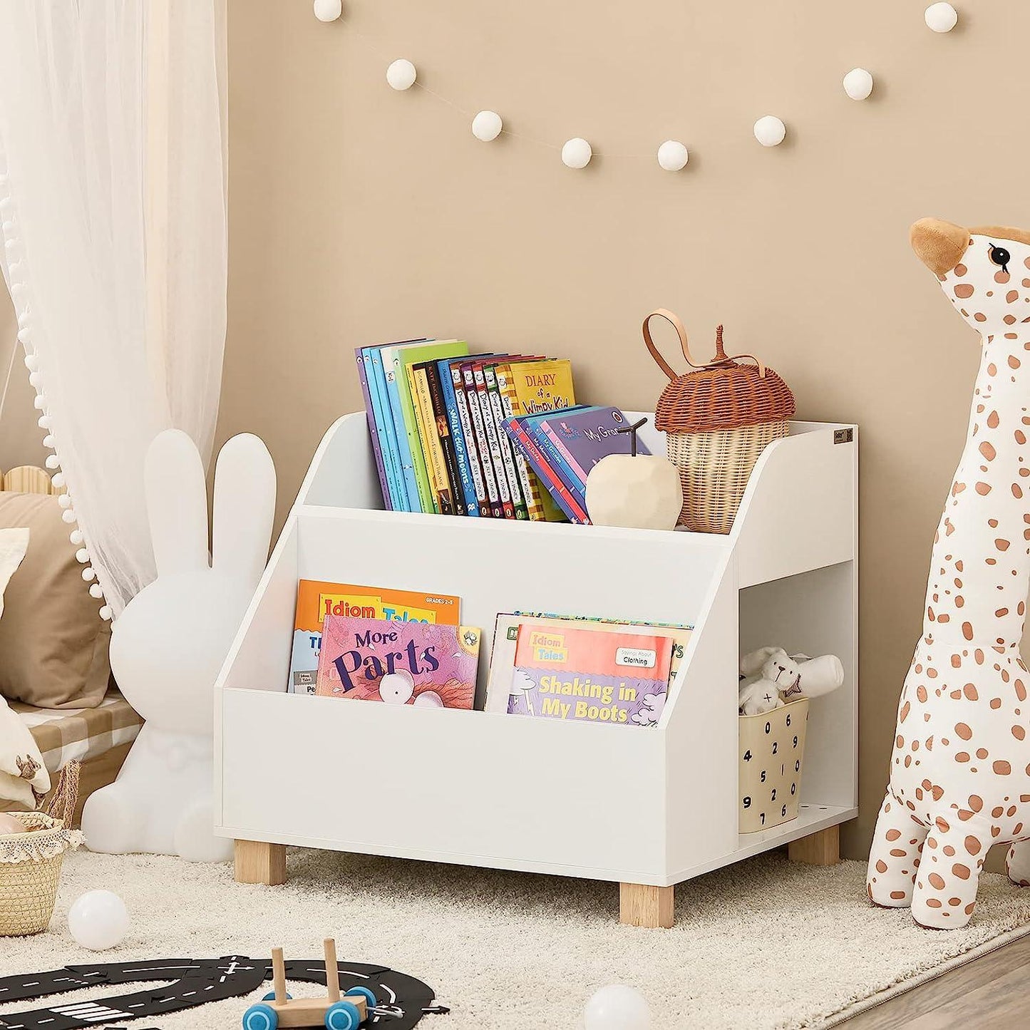 Kids Storage Bookcase 3 Compartments, White - Mekamart Australia