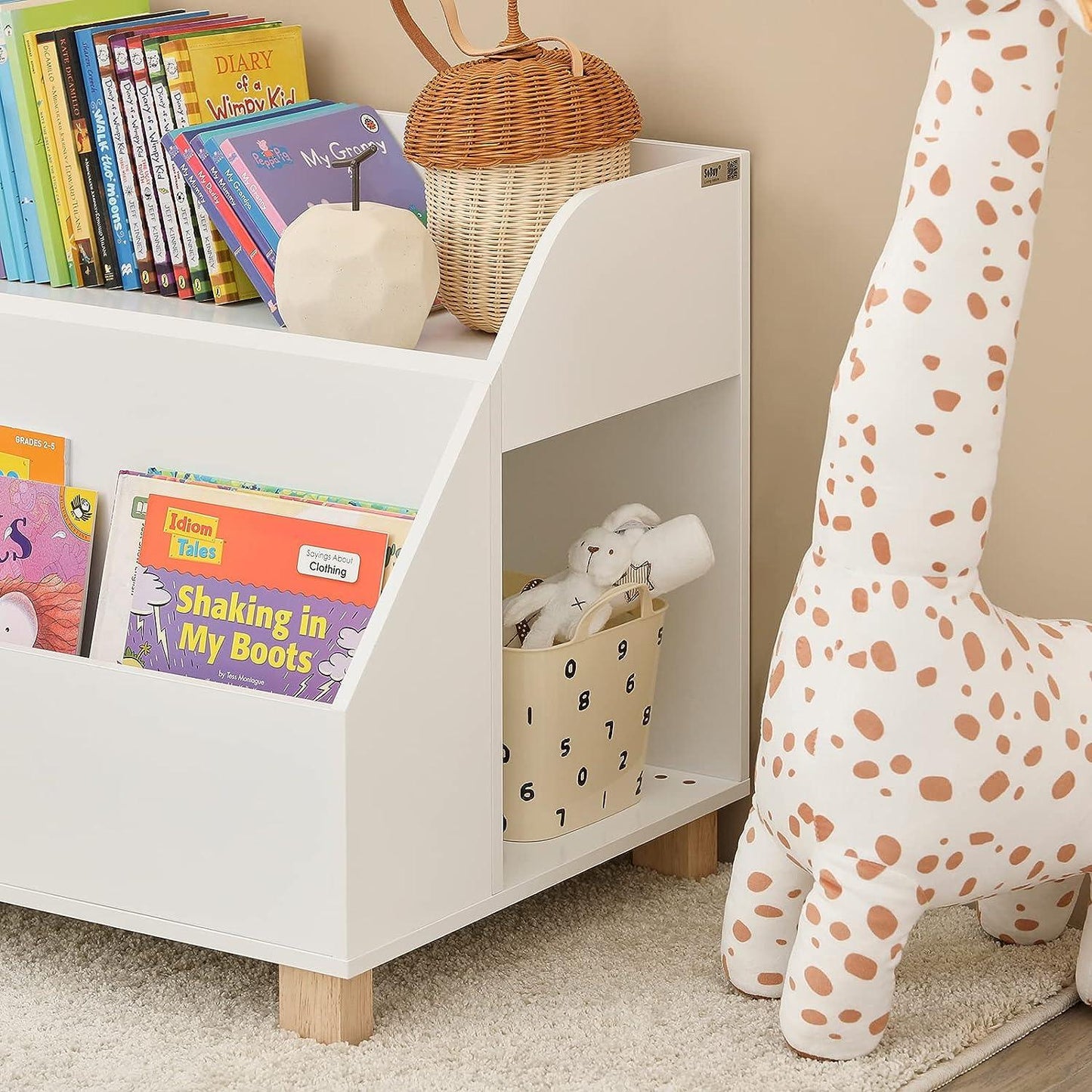 Kids Storage Bookcase 3 Compartments, White - Mekamart Australia