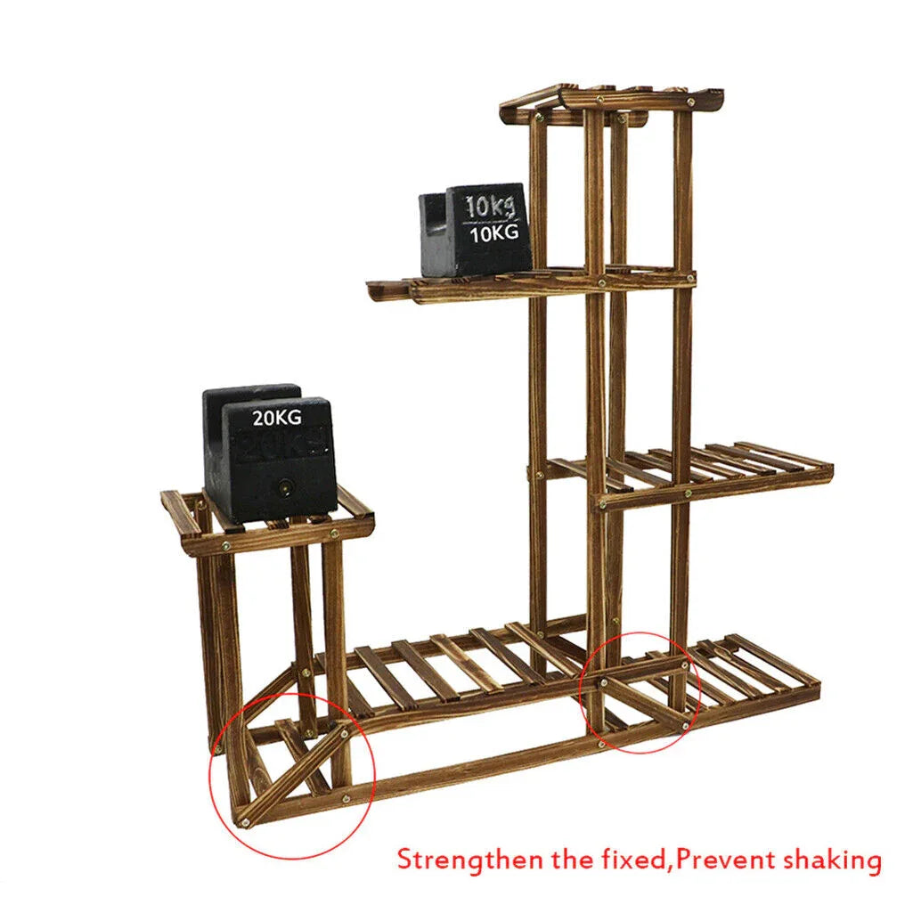 5-Tier Wooden Plant Stand Flower Display Shelf Indoor Outdoor Garden - Mekamart Australia