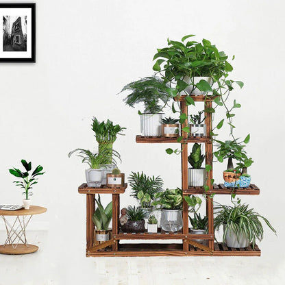 5-Tier Wooden Plant Stand Flower Display Shelf Indoor Outdoor Garden - Mekamart Australia