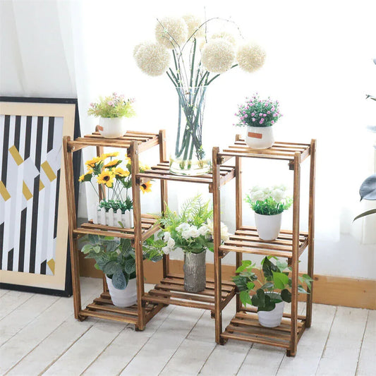 8-Tier Wooden Plant Stand Outdoor Indoor Garden Shelf - Mekamart Australia