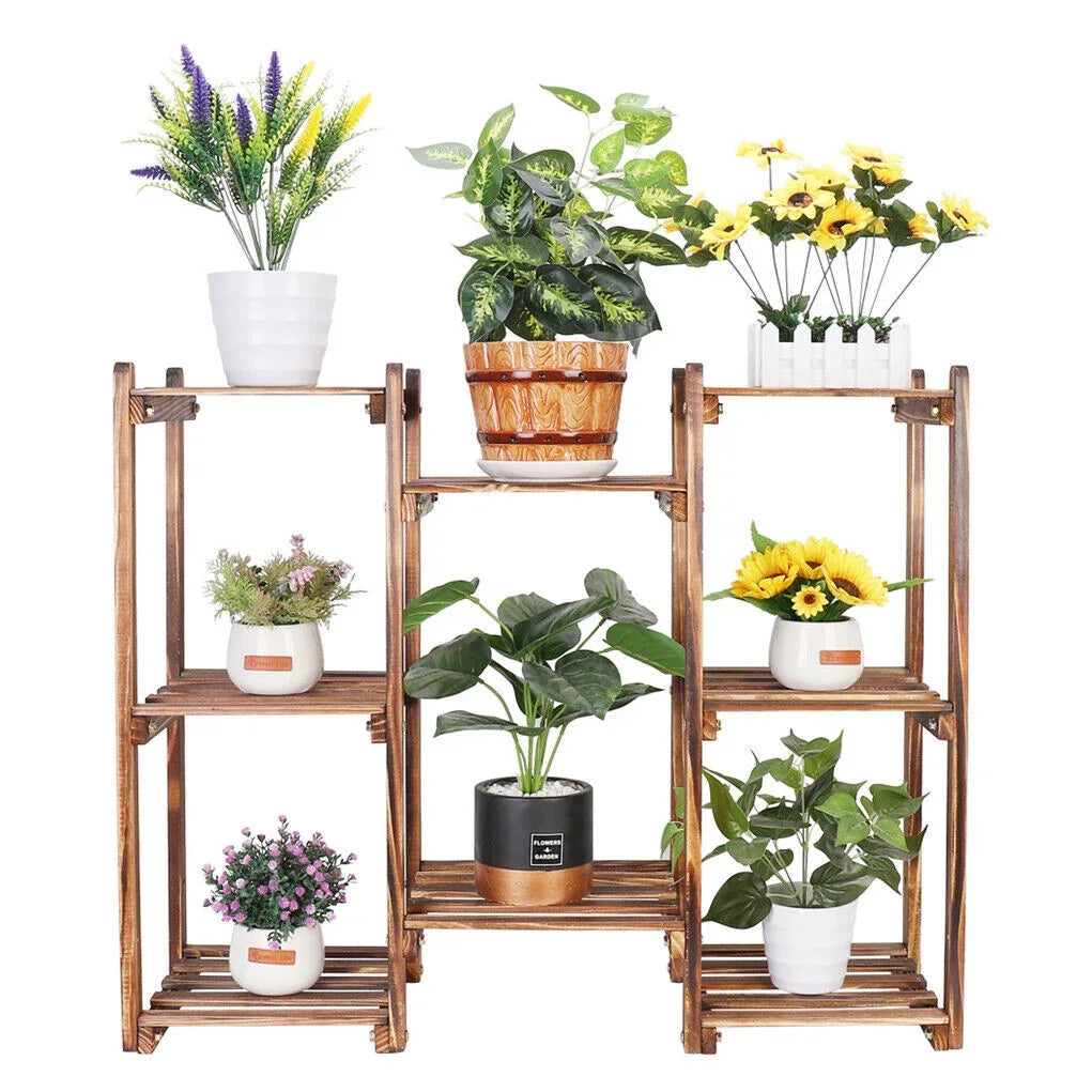 8-Tier Wooden Plant Stand Outdoor Indoor Garden Shelf - Mekamart Australia