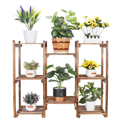 8-Tier Wooden Plant Stand Outdoor Indoor Garden Shelf - Mekamart Australia