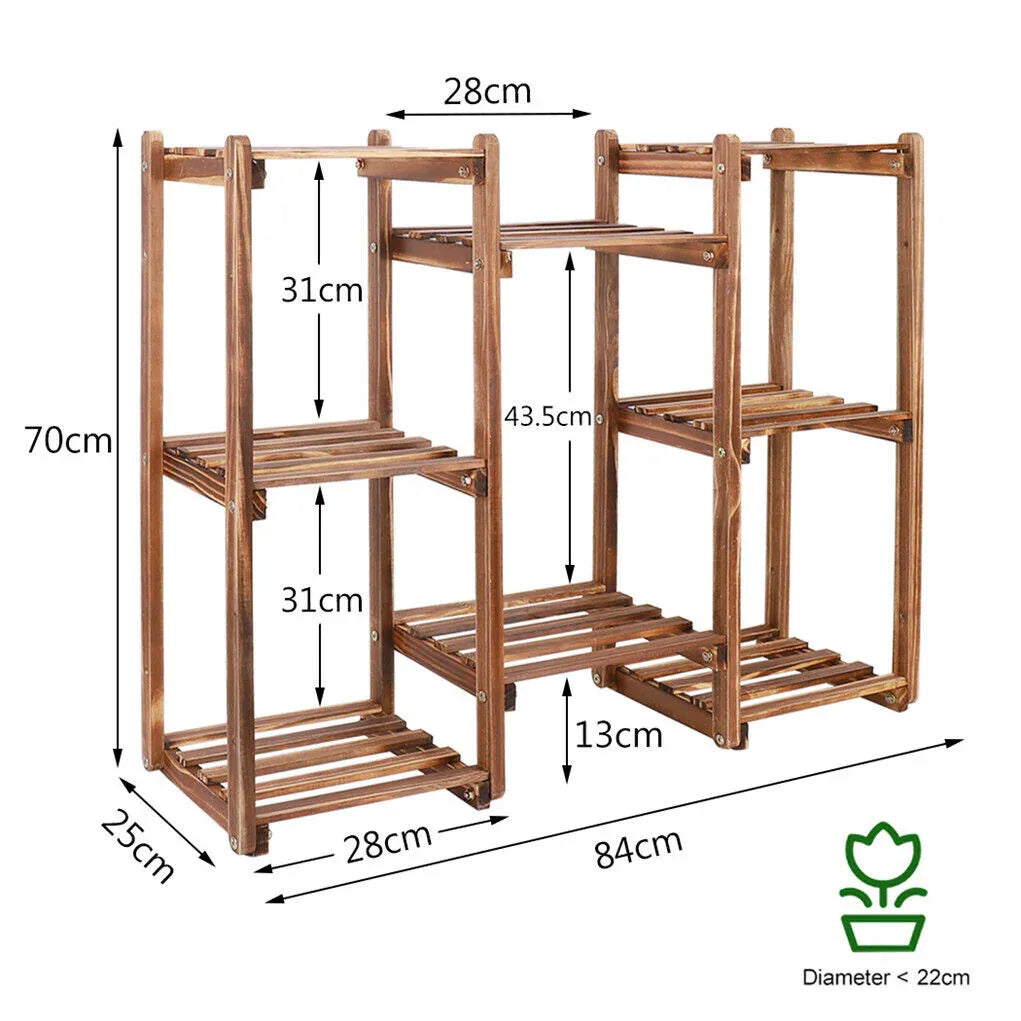 8-Tier Wooden Plant Stand Outdoor Indoor Garden Shelf - Mekamart Australia