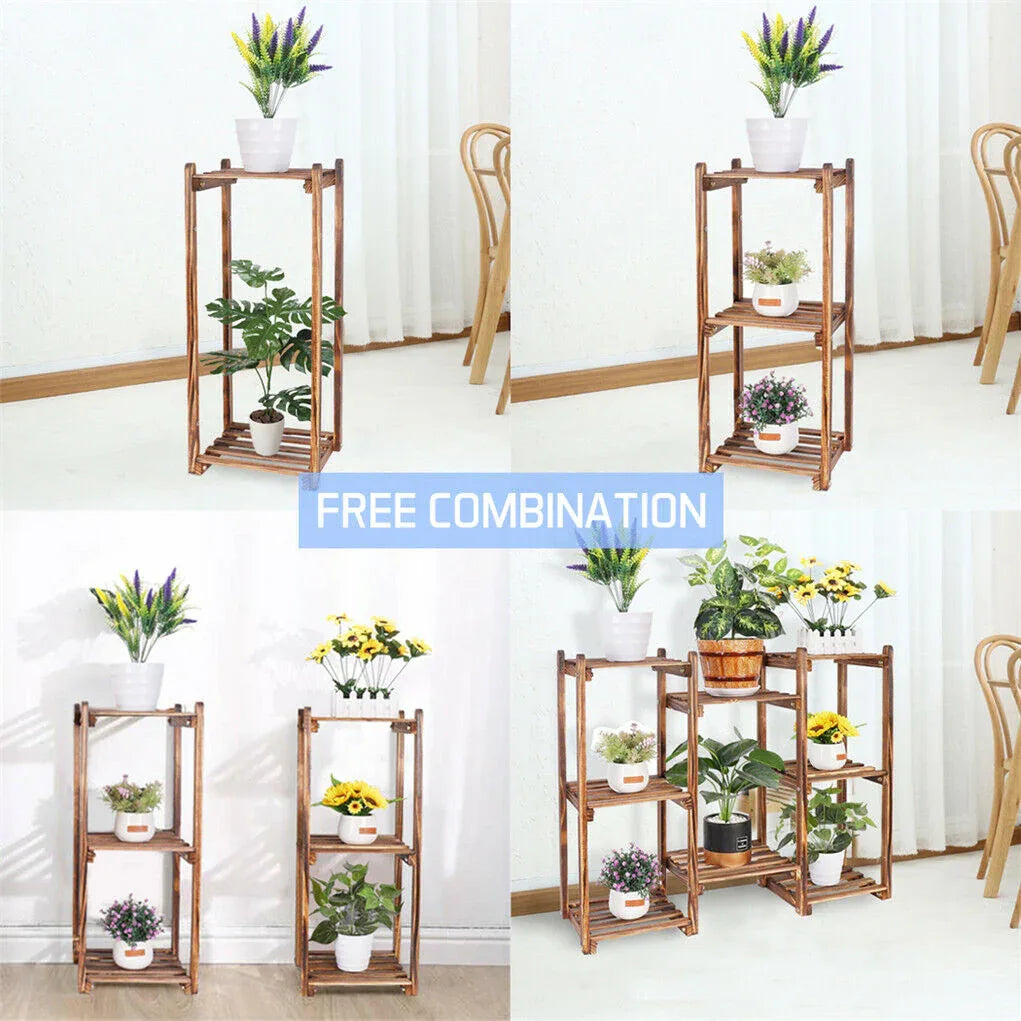 8-Tier Wooden Plant Stand Outdoor Indoor Garden Shelf - Mekamart Australia