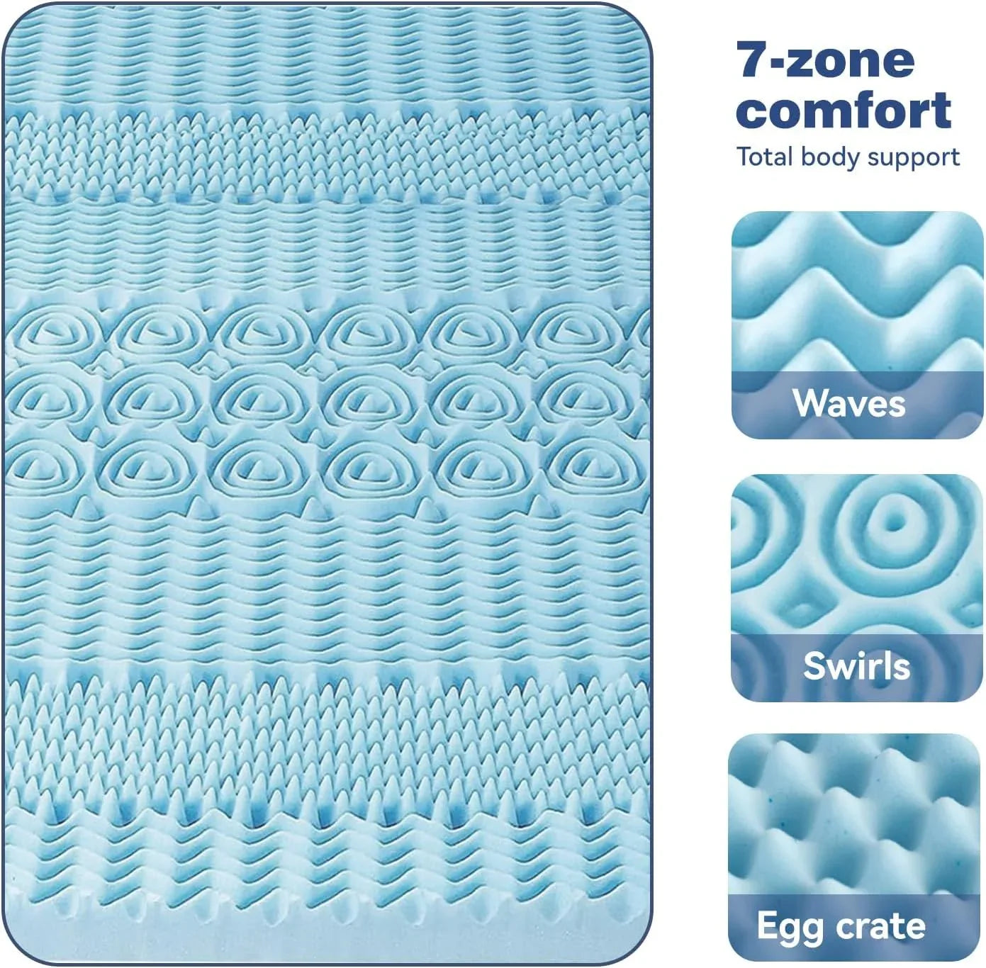 King Mattress Topper Memory Foam 7-Zone 8cm - Mekamart Australia