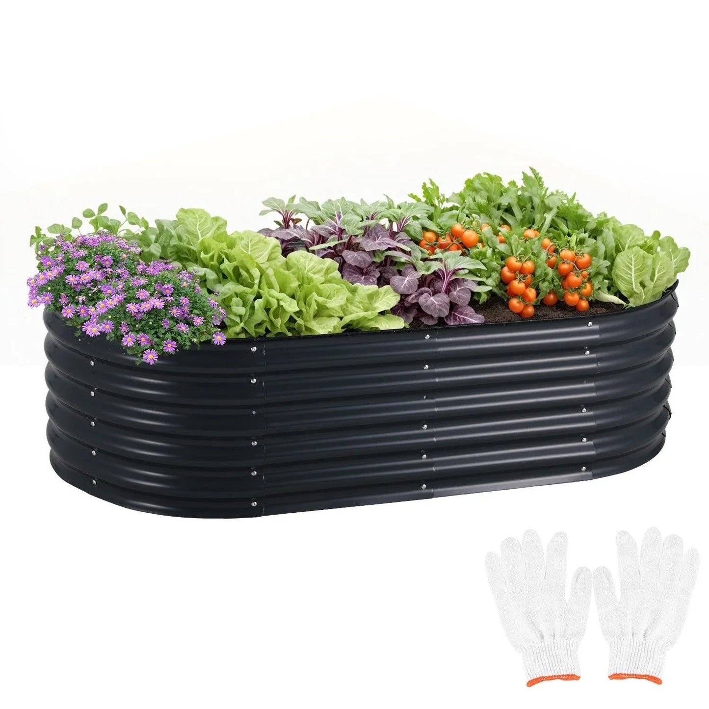 Oval Raised Garden Bed 160x80x42cm Galvanised Steel Planter - Mekamart Australia