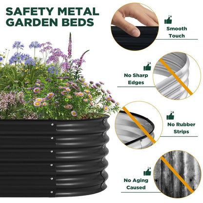 Oval Raised Garden Bed 160x80x42cm Galvanised Steel Planter - Mekamart Australia