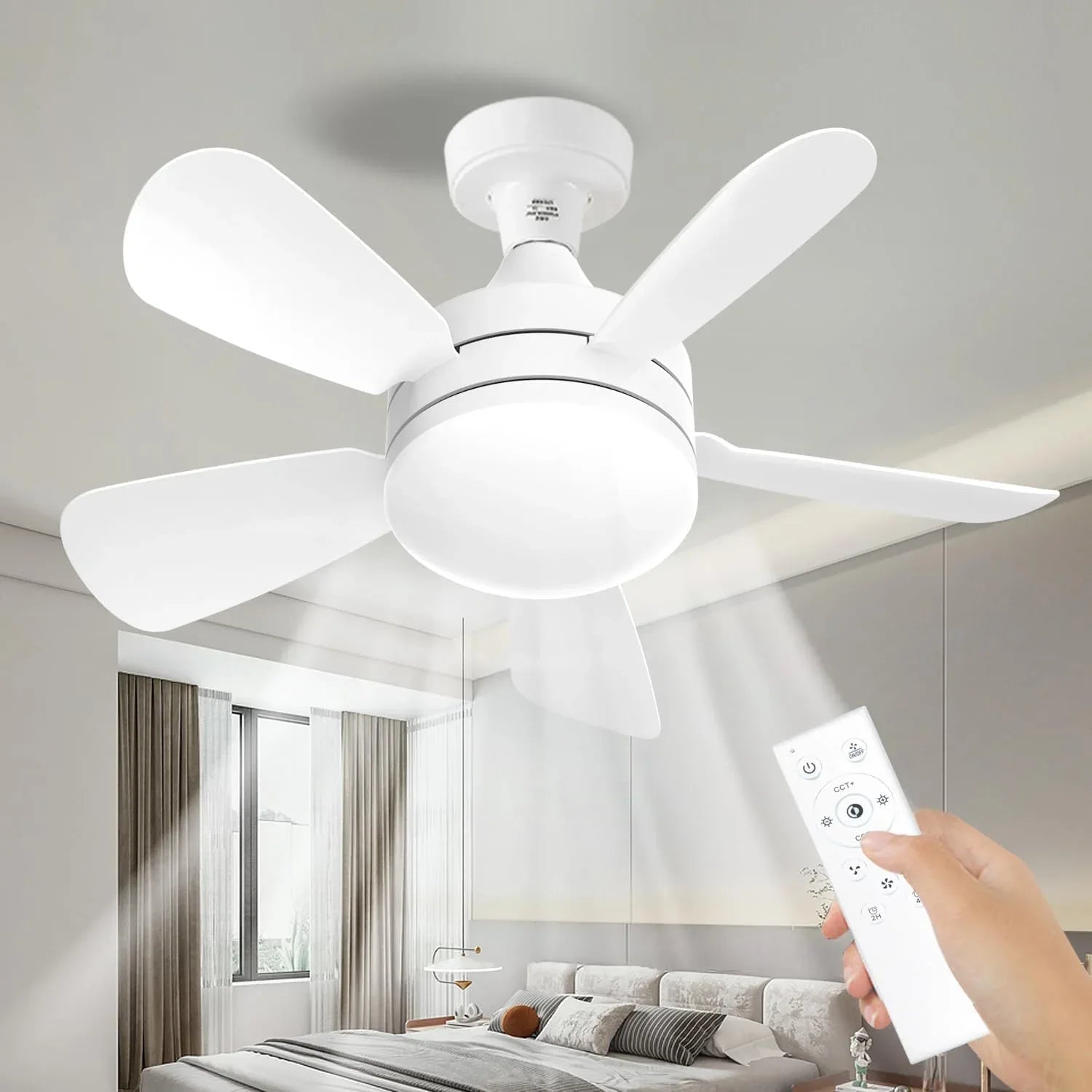 16.5 Ceiling Fan with LED Light 3-Speed Remote Control - Mekamart Australia