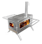 Stainless Steel Wood Burning Stove 1 Burner Camping BBQ with Chimney - Mekamart Australia