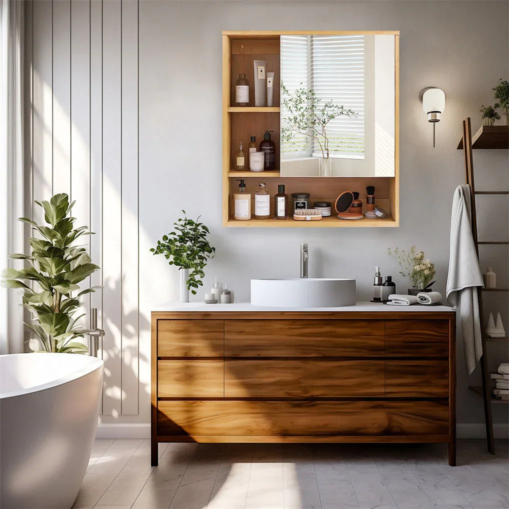 Wall Cabinet Bathroom Mirror Storage Medicine 55.5cm - Mekamart Australia