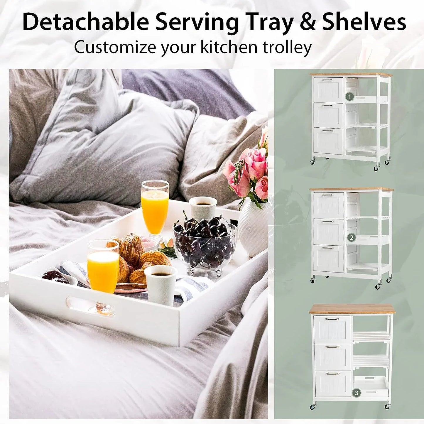 Kitchen Island on Wheels with Storage - Mekamart Australia