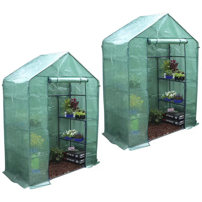 Walk-in Greenhouse 2 Tier Twin Pack, 195 x 143 x 73 cm - Mekamart Australia