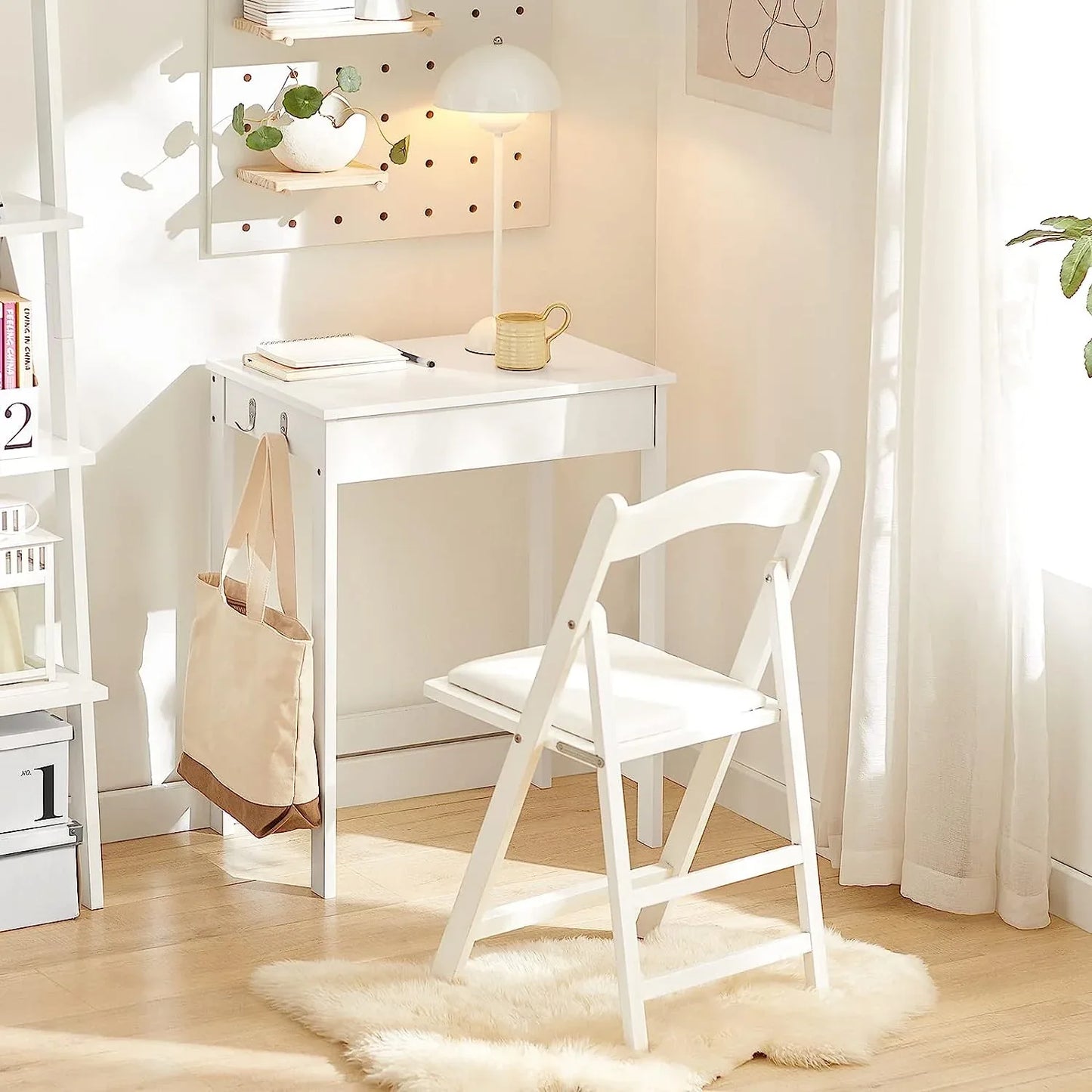 Small White Desk with Drawer Hooks - Mekamart Australia