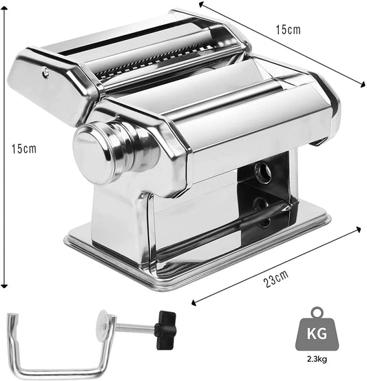Pasta Maker Manual Steel Machine with 8 Adjustable Thickness Settings - Mekamart Australia