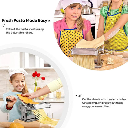 Pasta Maker Manual Steel Machine with 8 Adjustable Thickness Settings - Mekamart Australia