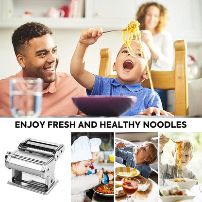 Pasta Maker Manual Steel Machine with 8 Adjustable Thickness Settings - Mekamart Australia