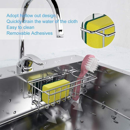 3-in-1 Adhesive Stainless Steel Sink Caddy Organizer Storage for Kitchen Rustproof - Mekamart Australia