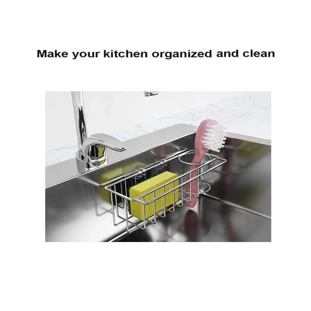 3-in-1 Adhesive Stainless Steel Sink Caddy Organizer Storage for Kitchen Rustproof - Mekamart Australia