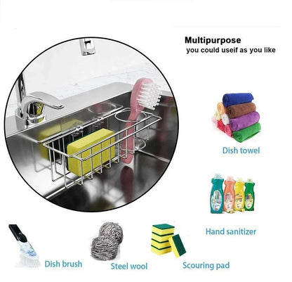 3-in-1 Adhesive Stainless Steel Sink Caddy Organizer Storage for Kitchen Rustproof - Mekamart Australia