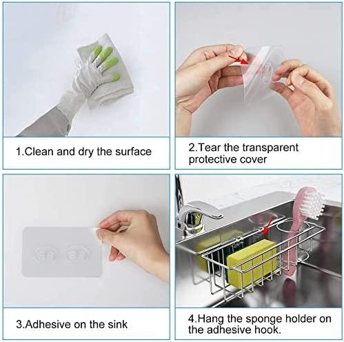3-in-1 Adhesive Stainless Steel Sink Caddy Organizer Storage for Kitchen Rustproof - Mekamart Australia