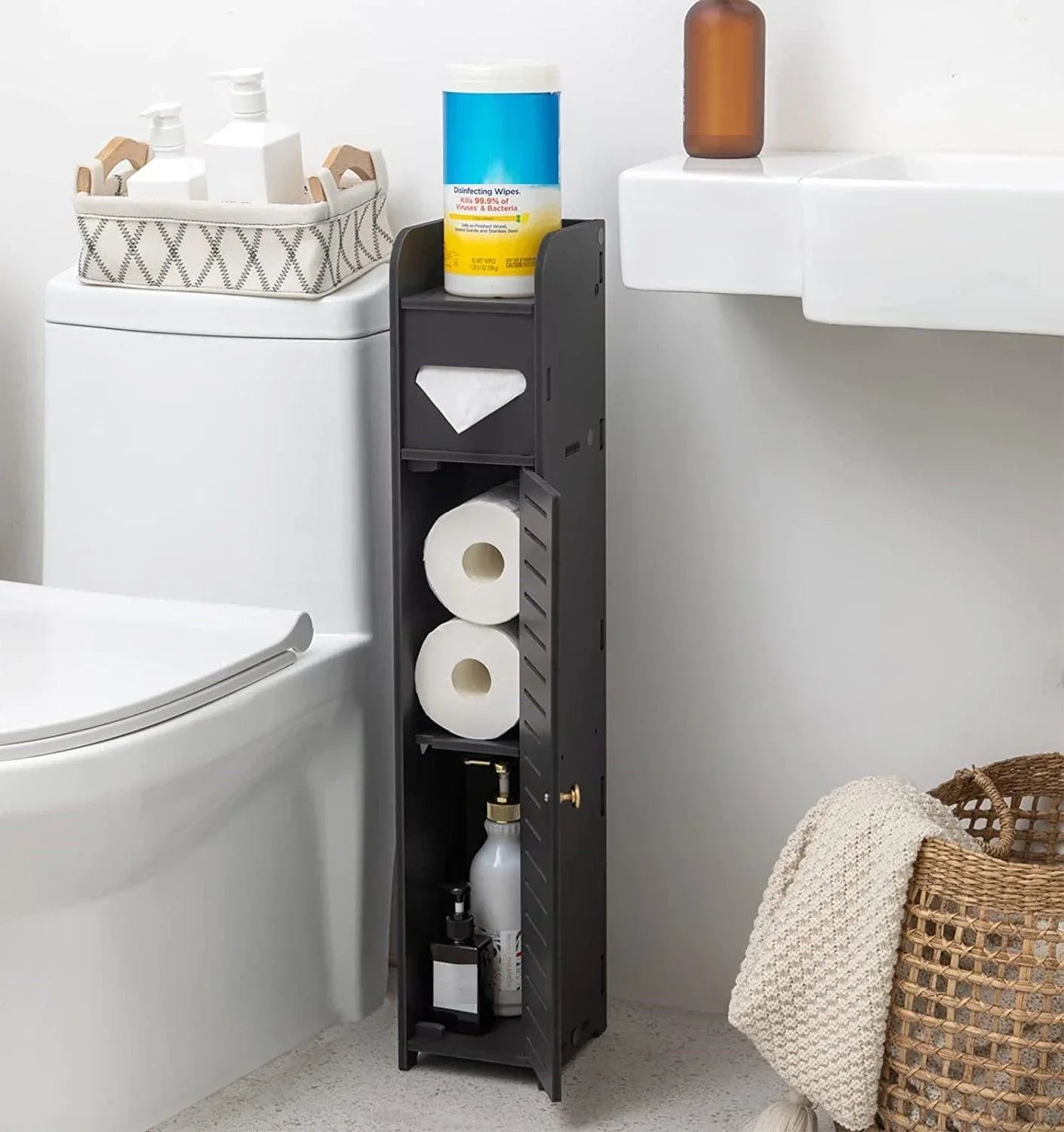 Toilet Paper Roll Holder for Bathroom (Black, 80 cm) - Mekamart Australia