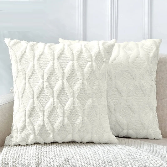 2 Pack Decorative Boho Throw Pillow Covers 45 x 45 cm (White) - Mekamart Australia