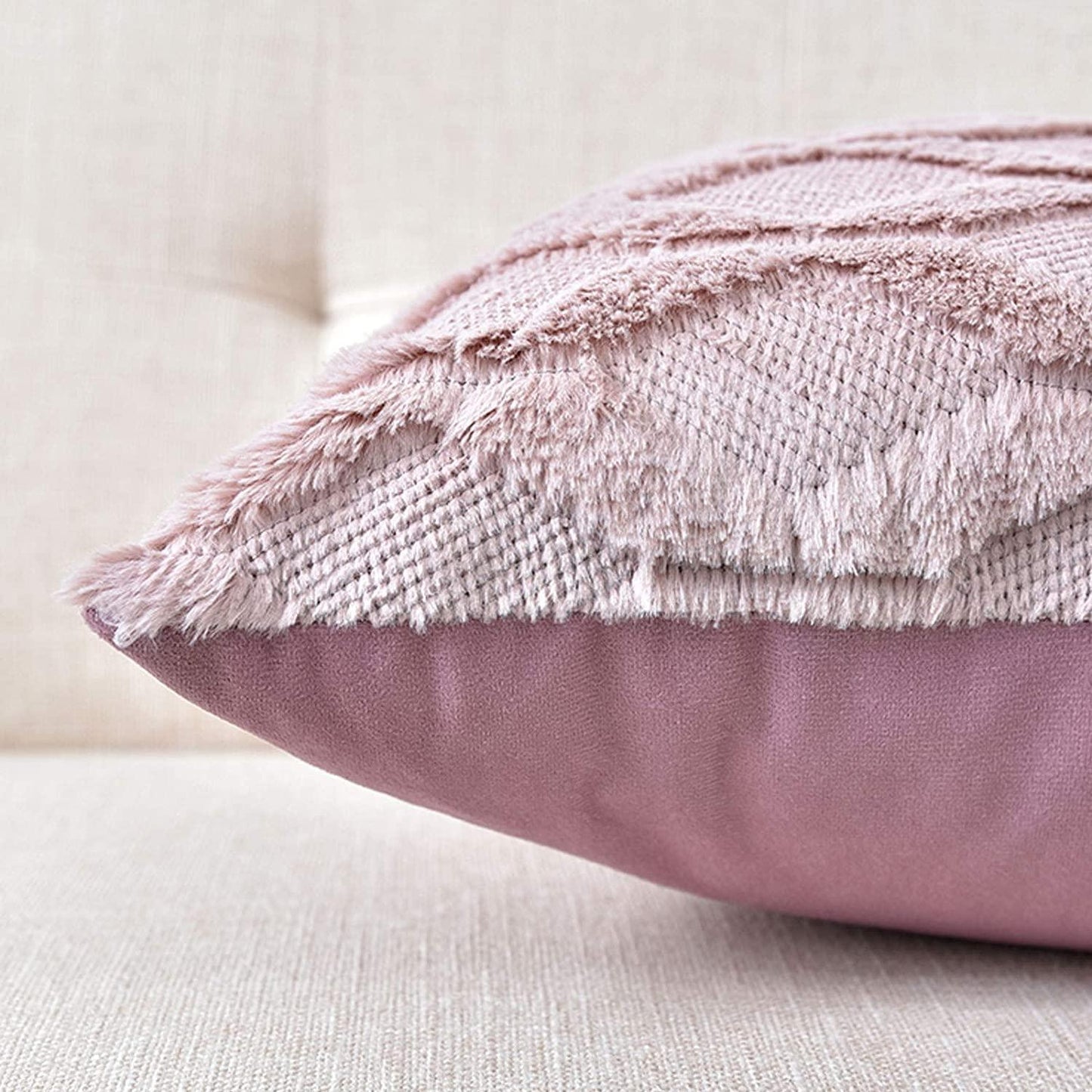 2 Pack Decorative Boho Throw Pillow Covers 45 x 45 cm (Pink) - Mekamart Australia