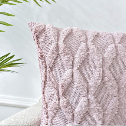 2 Pack Decorative Boho Throw Pillow Covers 45 x 45 cm (Pink) - Mekamart Australia