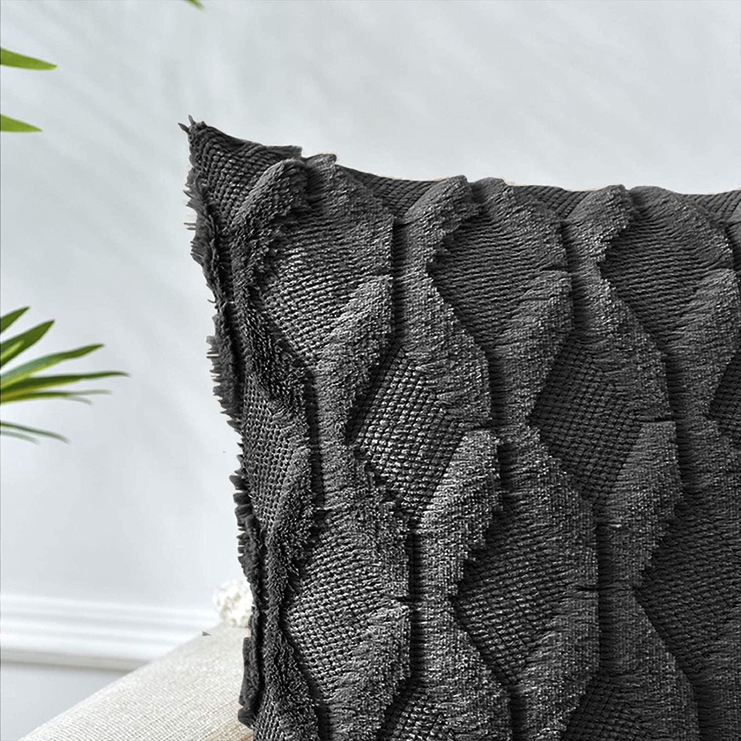 2 Pack Decorative Boho Throw Pillow Covers 45 x 45 cm (Black) - Mekamart Australia