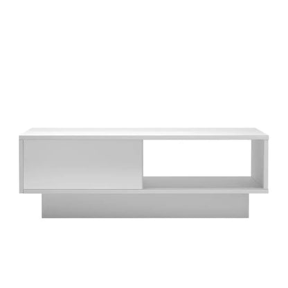 LED High Gloss Top White Coffee Table With Single Drawer - Mekamart Australia
