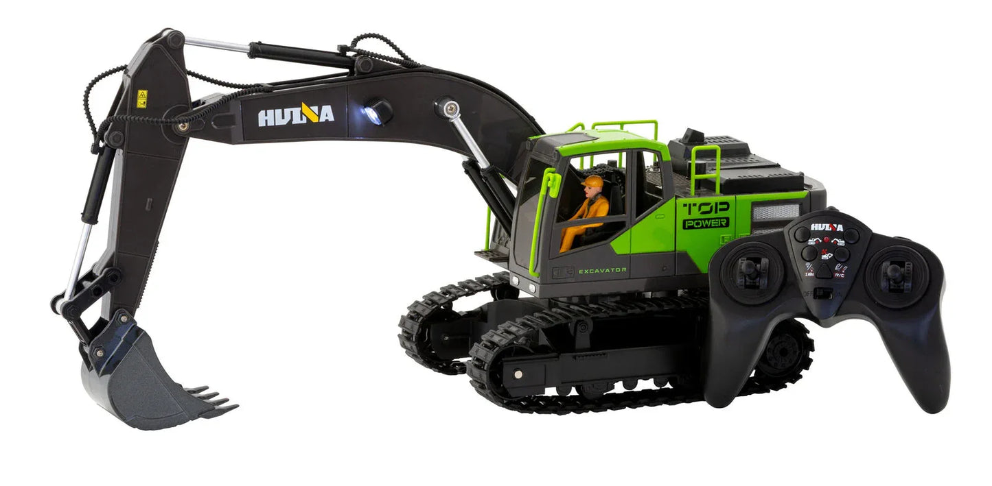 1:18 Scale 13-Channel Alloy Remote Control Excavator Construction Vehicle with Lights, Sound and Steam - Mekamart Australia