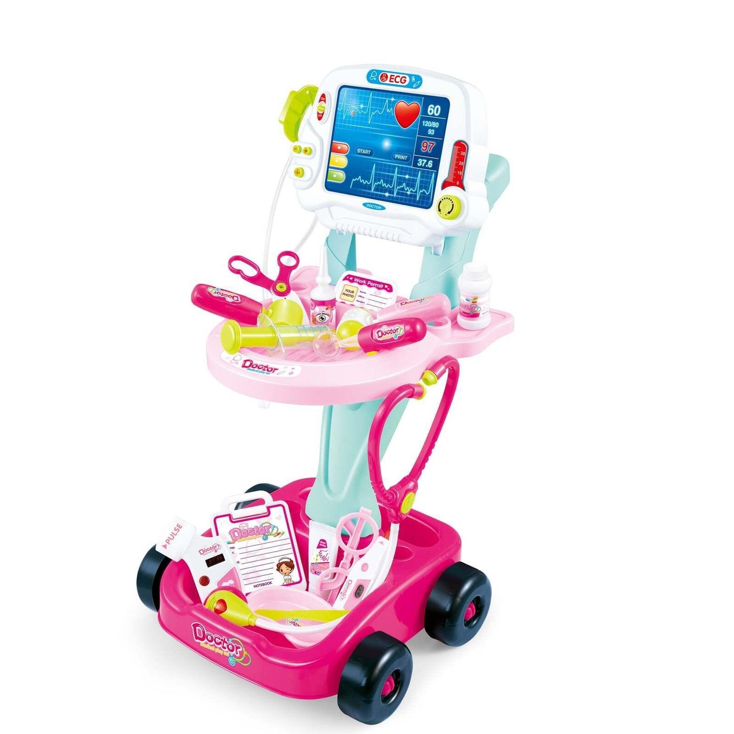 Kids Children's Doctors Medical Cart & ECG Machine for Toddler Play - Mekamart Australia