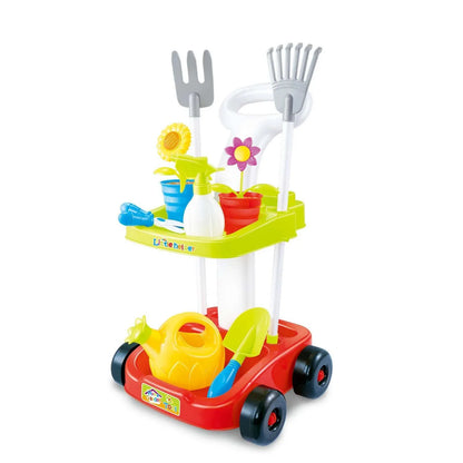 Children's Gardening Trolley Set with Fake Garden Tools for Toddlers - Mekamart Australia