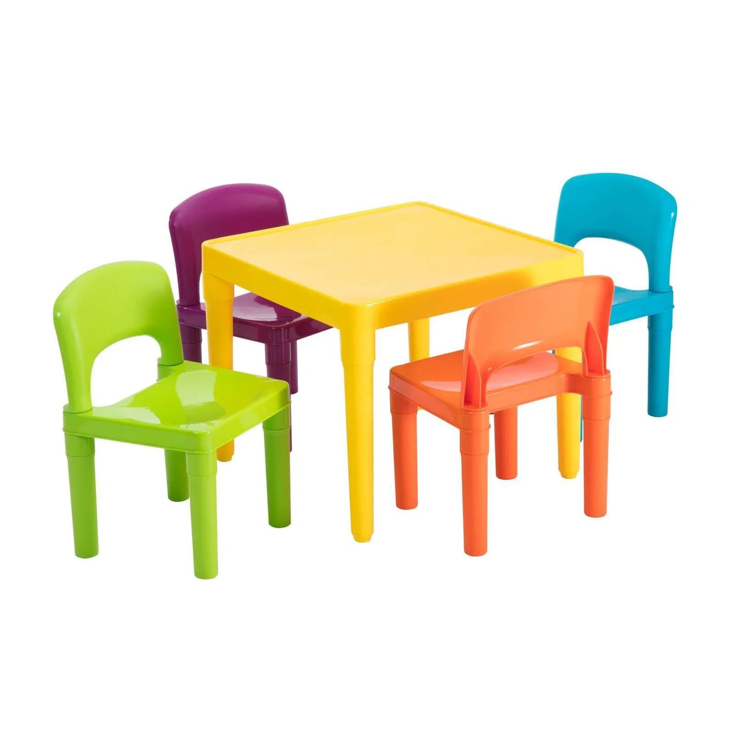 Kids Plastic 5-Piece Table & 4 Chairs Set (Multicoloured) - Mekamart Australia