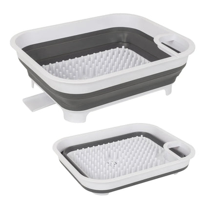 Collapsible Dish Rack with Utensil Section Space-Saving Drying Rack for Compact Kitchens & Camping - Mekamart Australia
