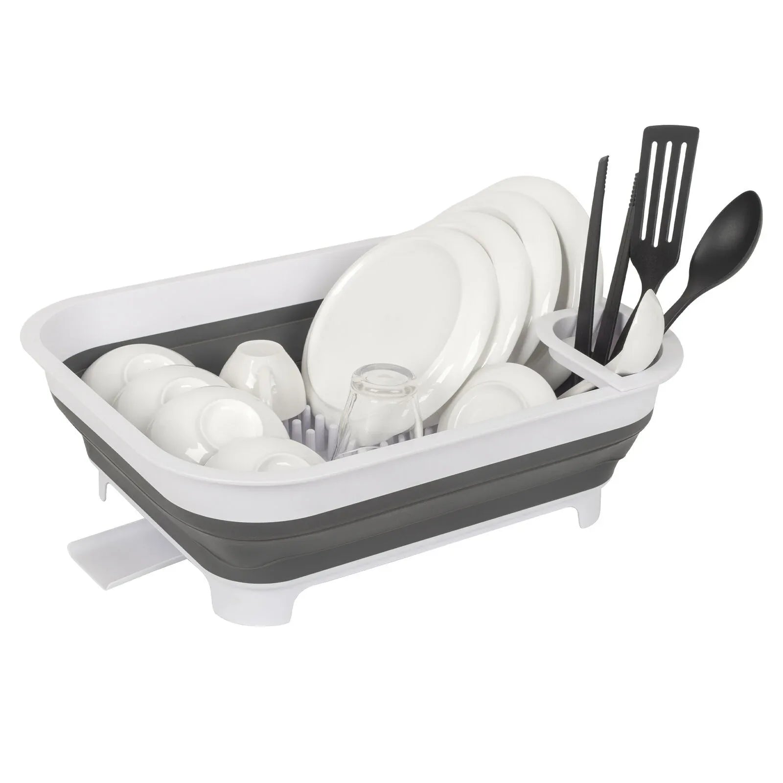 Collapsible Dish Rack with Utensil Section Space-Saving Drying Rack for Compact Kitchens & Camping - Mekamart Australia