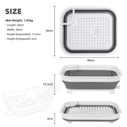 Collapsible Dish Rack with Utensil Section Space-Saving Drying Rack for Compact Kitchens & Camping - Mekamart Australia