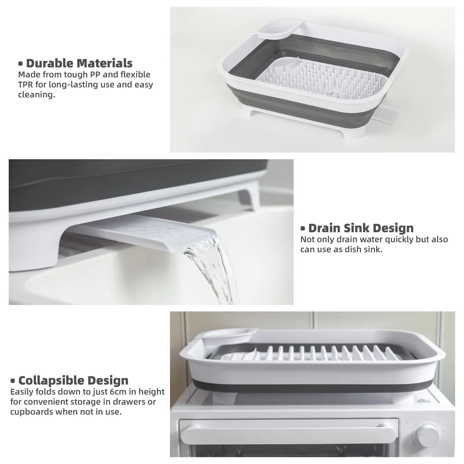 Collapsible Dish Rack with Utensil Section Space-Saving Drying Rack for Compact Kitchens & Camping - Mekamart Australia