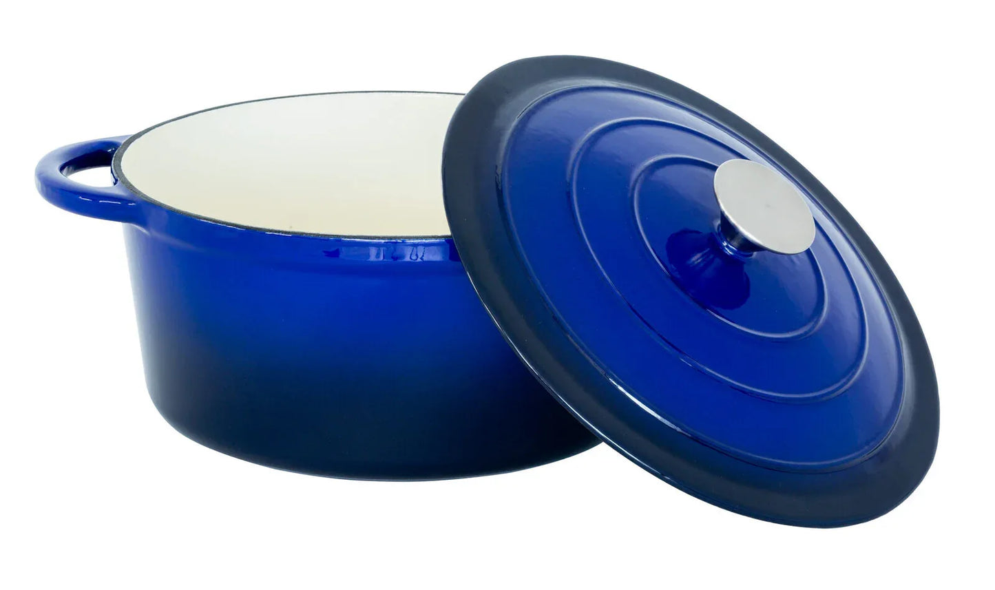 26cm Enamelled Cast Iron French Oven Casserole (4.7L) - Blue - Mekamart Australia