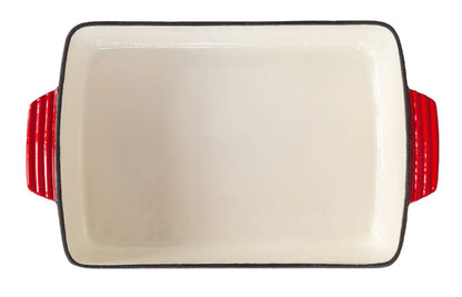 Enamelled Cast Iron 38.5x23cm Rectangular Roaster (3.4L) - Red - Mekamart Australia