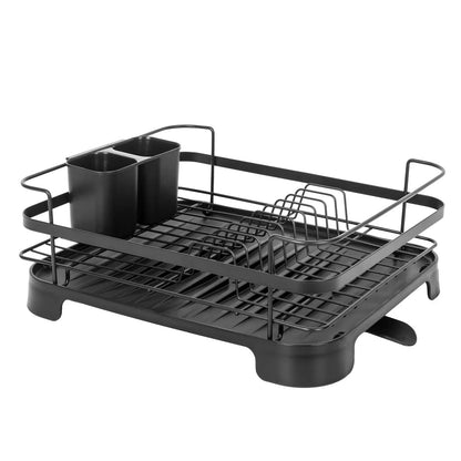Steel Frame Dish Drying Rack Durable Steel Frame, Removable Utensil Holder, Compact Size for Small Kitchens & Apartments - Mekamart Australia