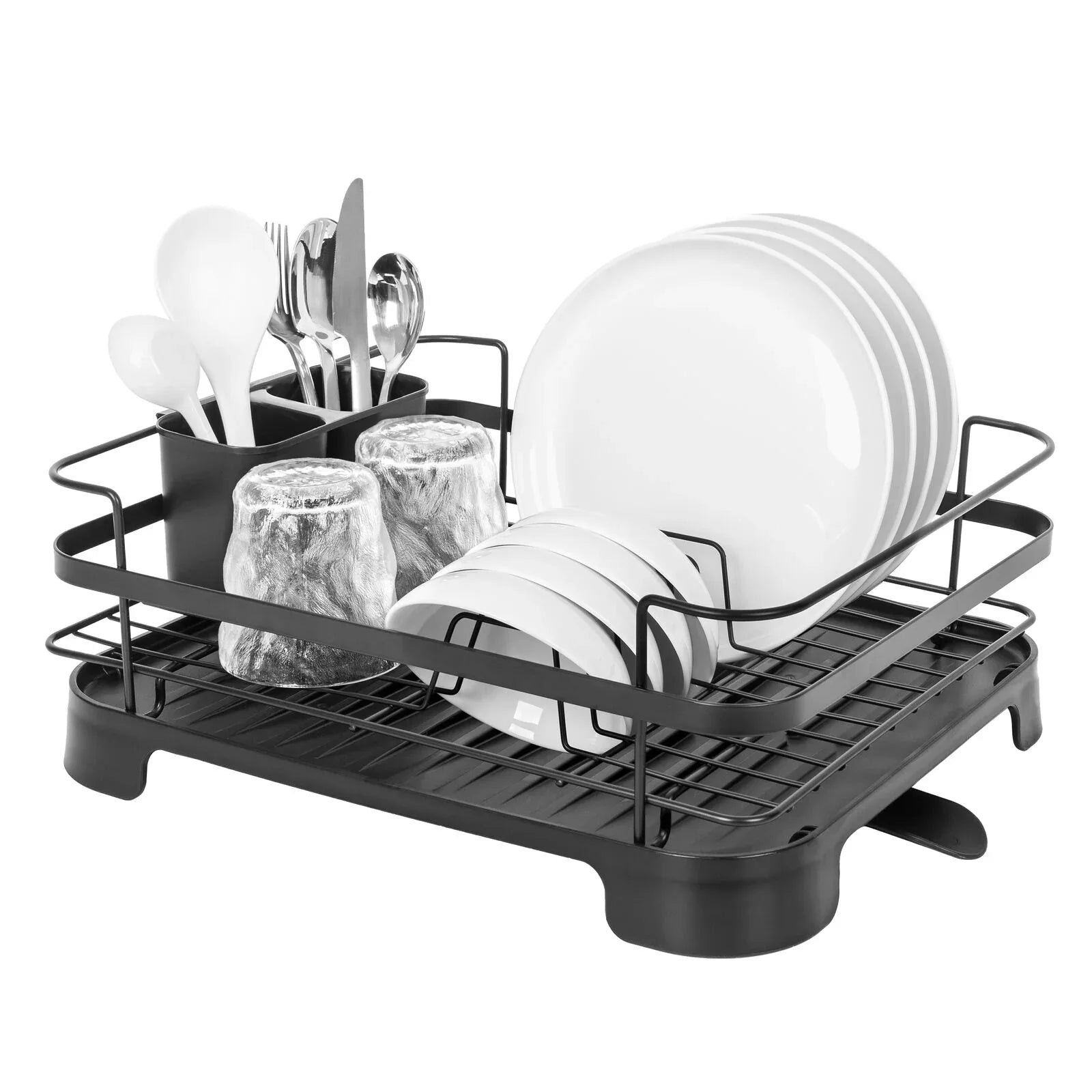 Steel Frame Dish Drying Rack Durable Steel Frame, Removable Utensil Holder, Compact Size for Small Kitchens & Apartments - Mekamart Australia