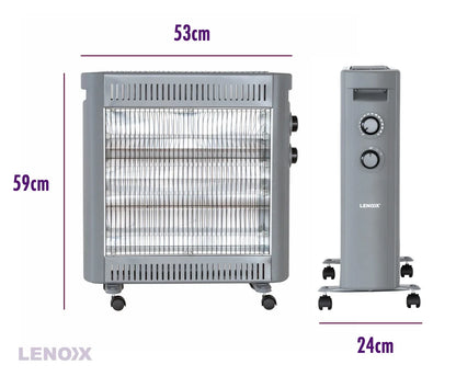2200W Quartz Infrared Radiant Heater with Adjustable Thermostat and 2 Power Settings - Mekamart Australia