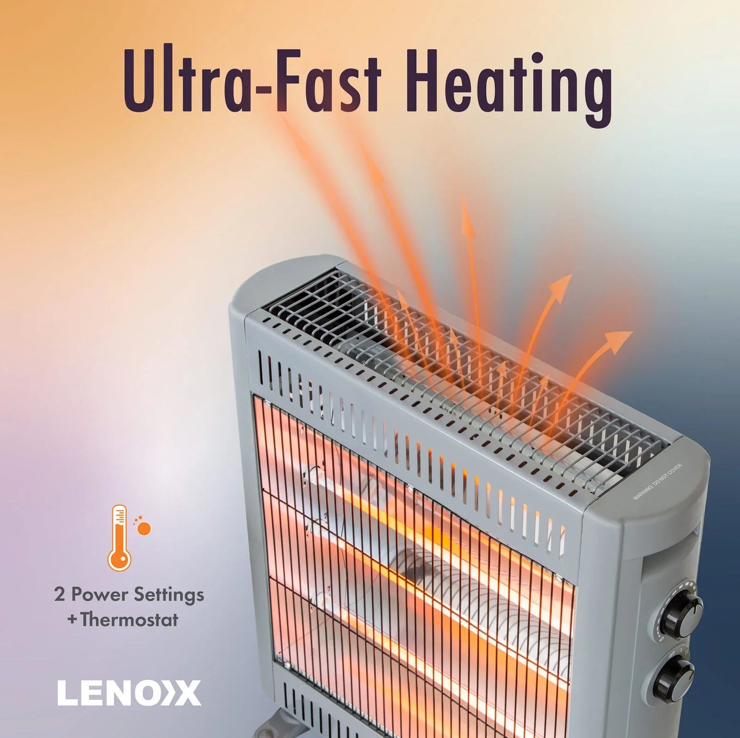 2200W Quartz Infrared Radiant Heater with Adjustable Thermostat and 2 Power Settings - Mekamart Australia