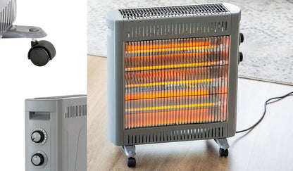 2200W Quartz Infrared Radiant Heater with Adjustable Thermostat and 2 Power Settings - Mekamart Australia