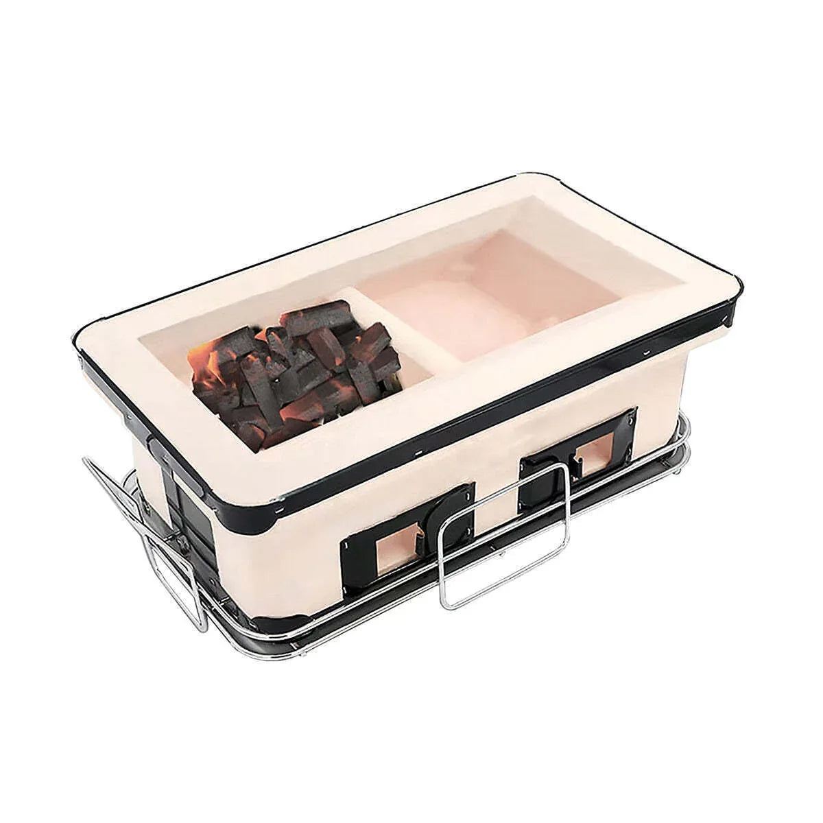 Portable Hibachi Tabletop Grill Dual Charcoal BBQ Chambers - Mekamart Australia